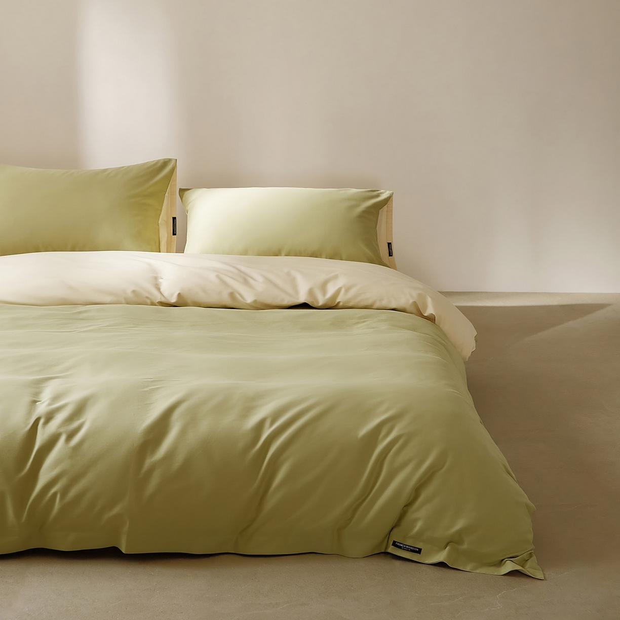 91家纺网 家纺一手货源 找家纺 EH家居 2025新款100S长绒棉小宽边磨毛四件套--云栖系列 香草青