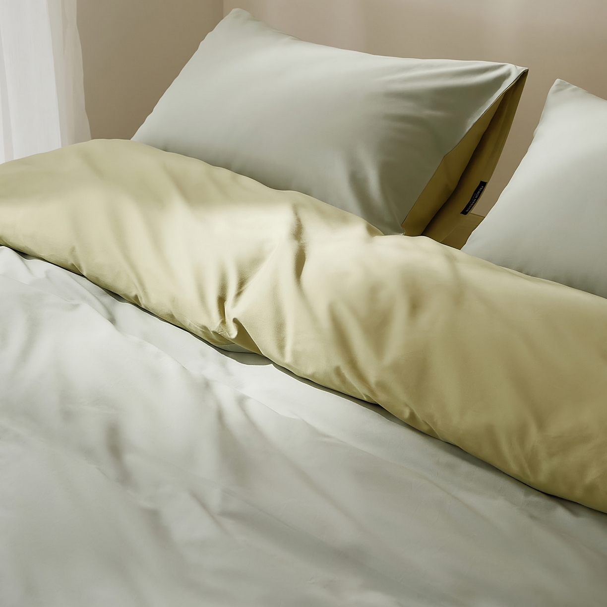 91家纺网 家纺一手货源 找家纺 EH家居 2025新款100S长绒棉小宽边磨毛四件套--云栖系列 香草晴空