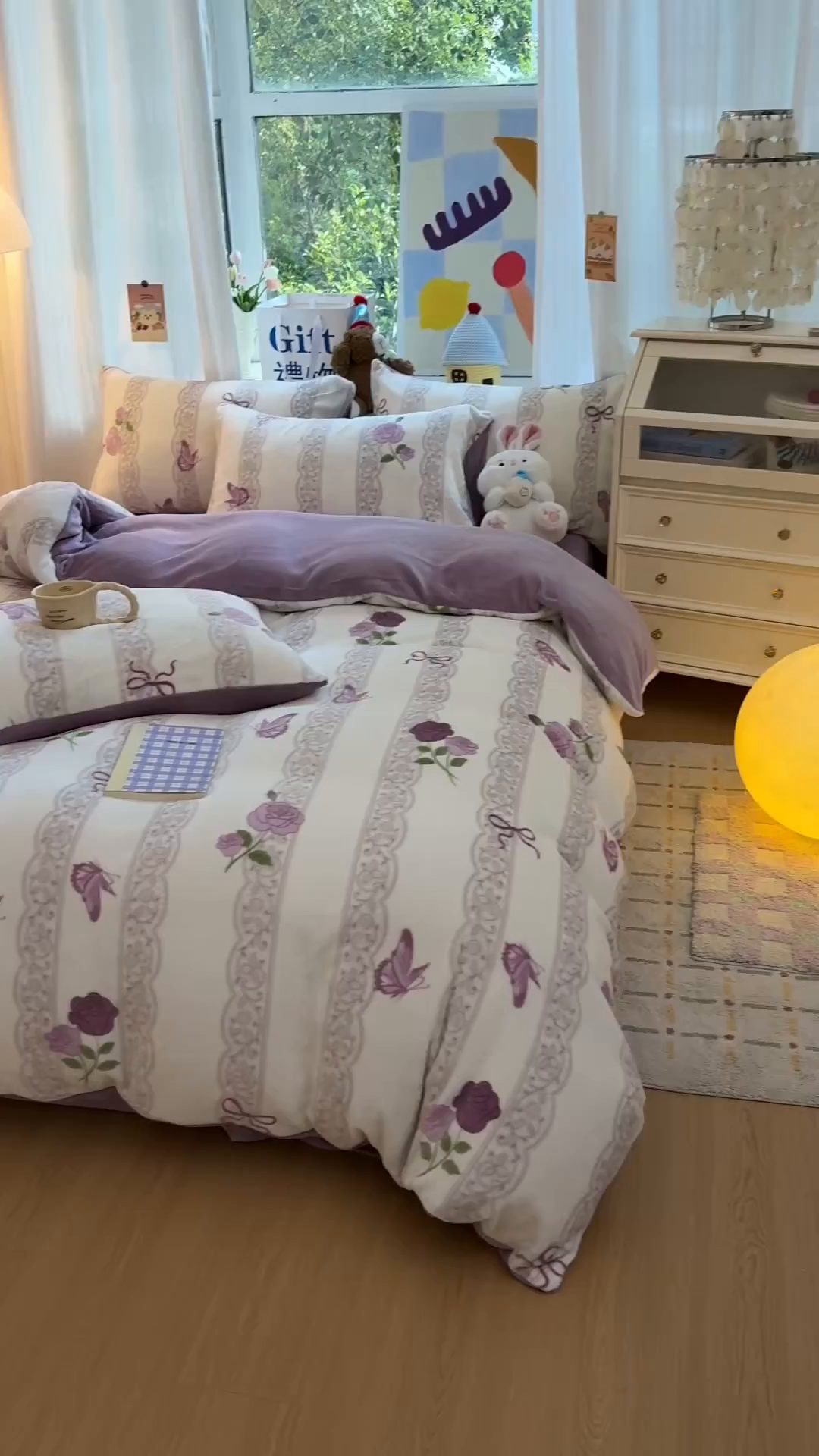 91家纺网 家纺一手货源 找家纺 艾特你 2025新款全工艺200克牛奶绒四件套 紫藤花语