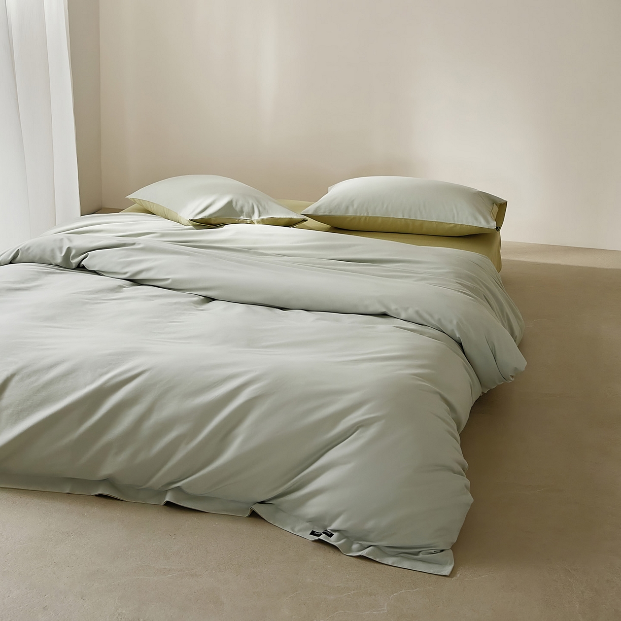 91家纺网 家纺一手货源 找家纺 EH家居 2025新款100S长绒棉小宽边磨毛四件套--云栖系列 香草晴空