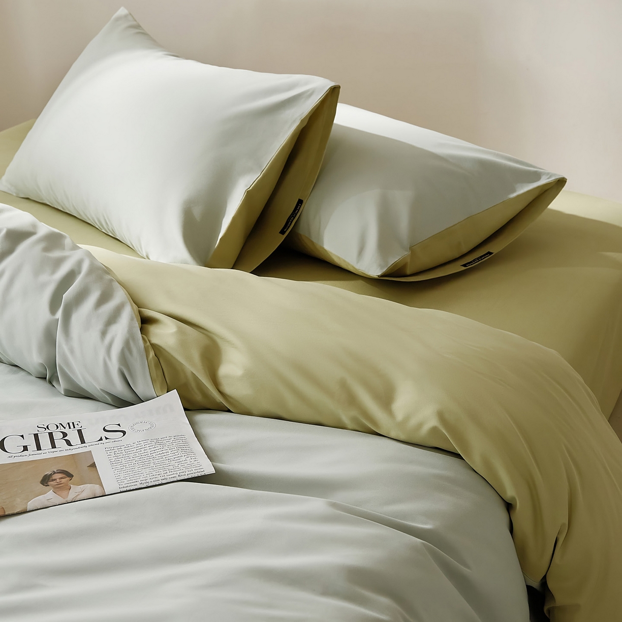 91家纺网 家纺一手货源 找家纺 EH家居 2025新款100S长绒棉小宽边磨毛四件套--云栖系列 香草晴空