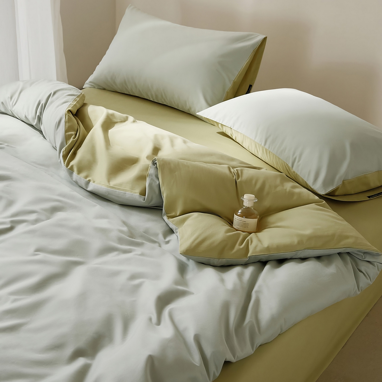 91家纺网 家纺一手货源 找家纺 EH家居 2025新款100S长绒棉小宽边磨毛四件套--云栖系列 香草晴空