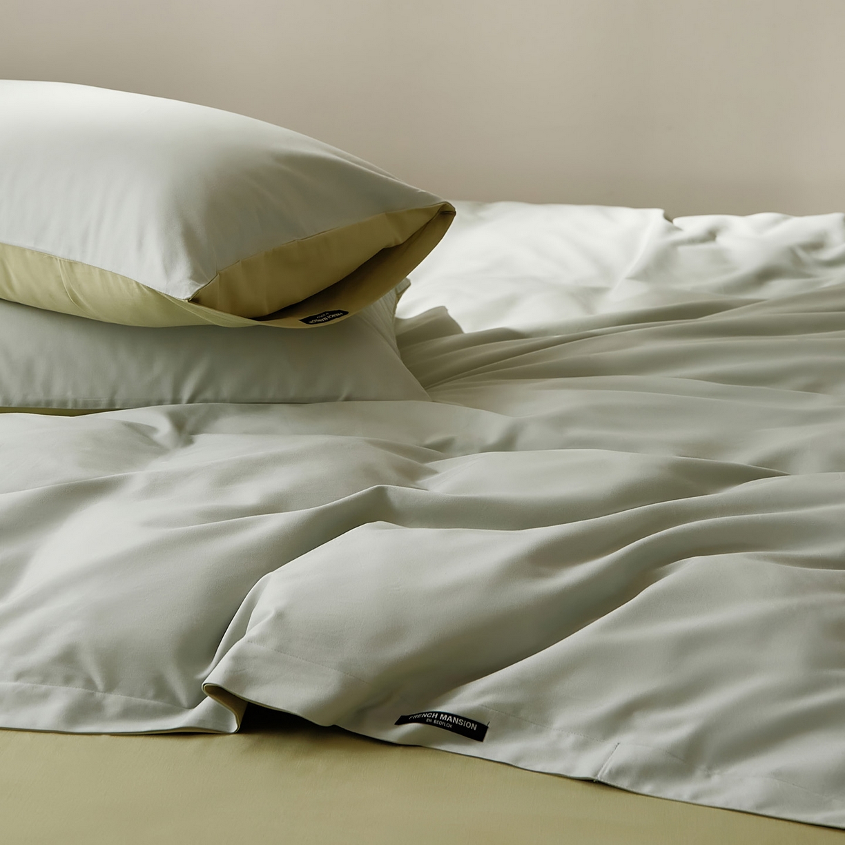 91家纺网 家纺一手货源 找家纺 EH家居 2025新款100S长绒棉小宽边磨毛四件套--云栖系列 香草晴空