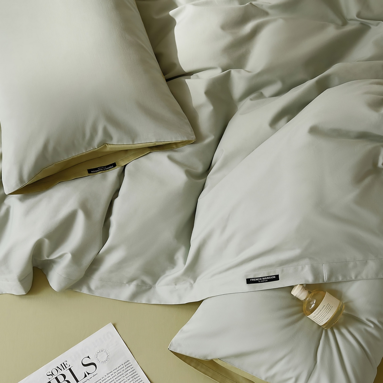 91家纺网 家纺一手货源 找家纺 EH家居 2025新款100S长绒棉小宽边磨毛四件套--云栖系列 香草晴空