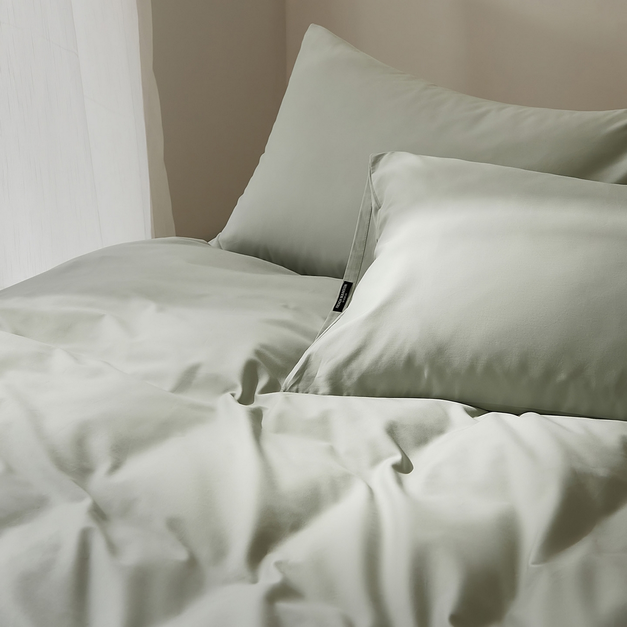 91家纺网 家纺一手货源 找家纺 EH家居 2025新款100S长绒棉小宽边磨毛四件套--云栖系列 晴空蓝