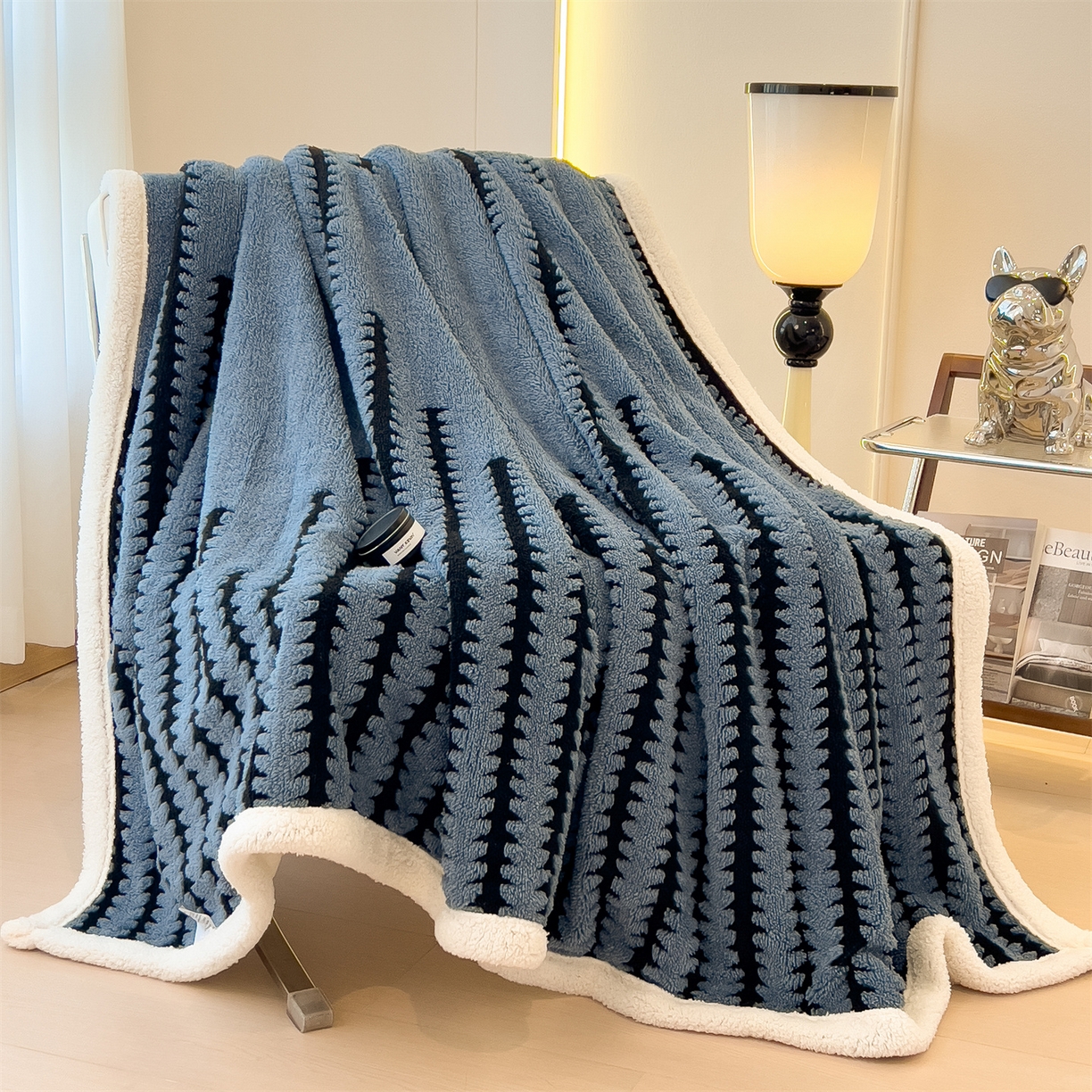 亚龙工厂店 2025新款云杉绒加厚保暖多功能毛毯毯子 杉影毯 蓝
