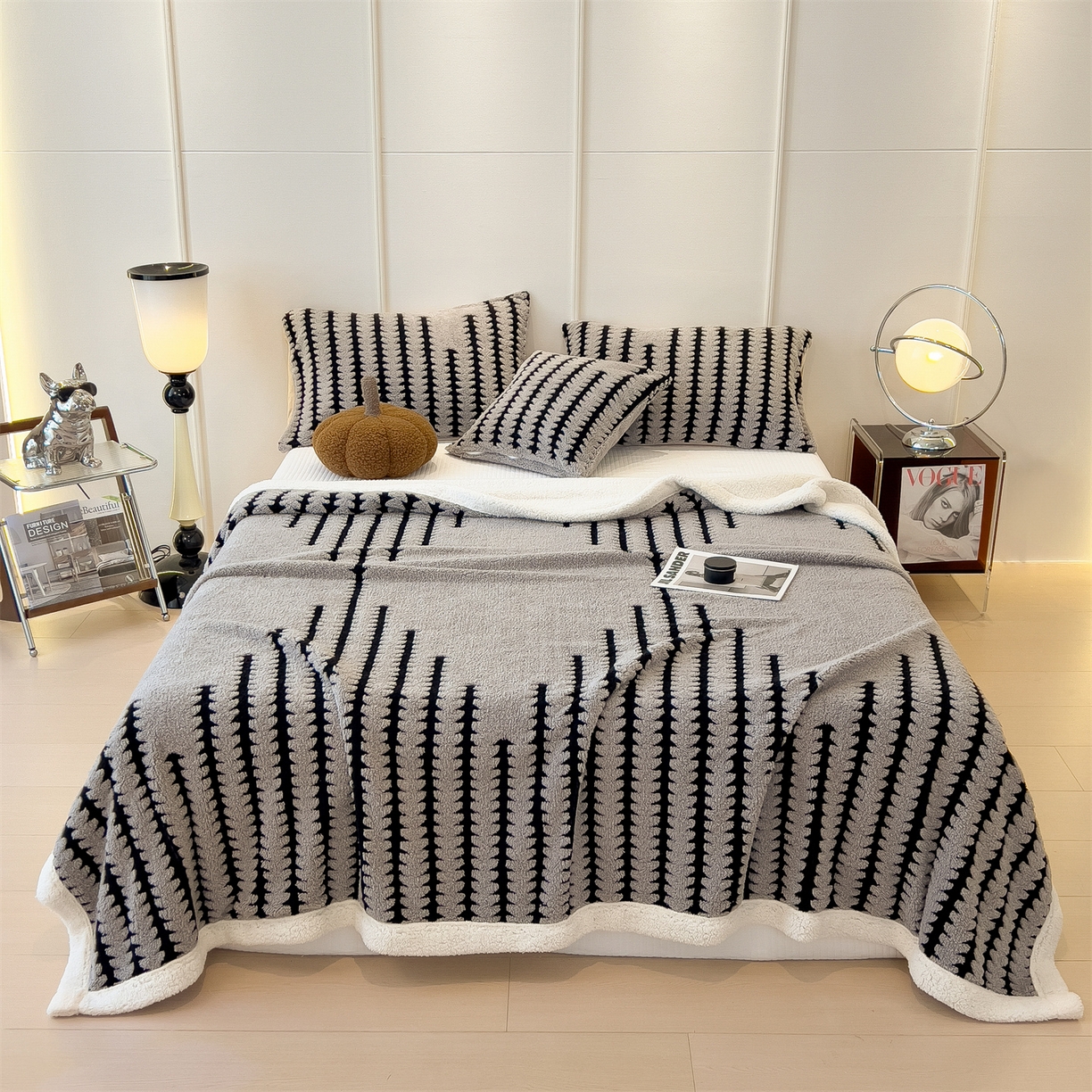 91家纺网 家纺一手货源 找家纺 亚龙工厂店 2025新款云杉绒加厚保暖多功能毛毯毯子 杉影毯 银灰