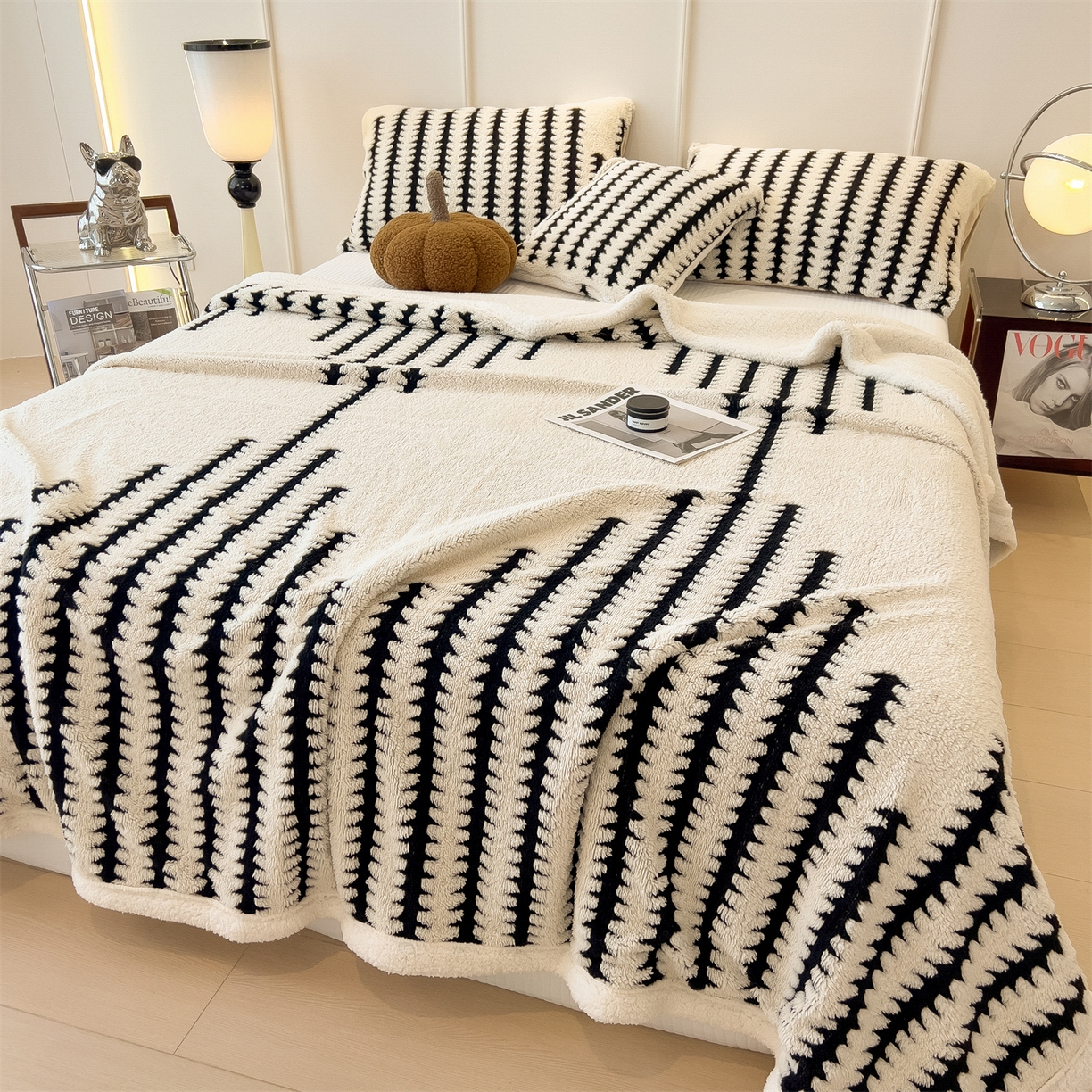 91家纺网 家纺一手货源 找家纺 亚龙工厂店 2025新款云杉绒加厚保暖多功能毛毯毯子 杉影毯 奶白