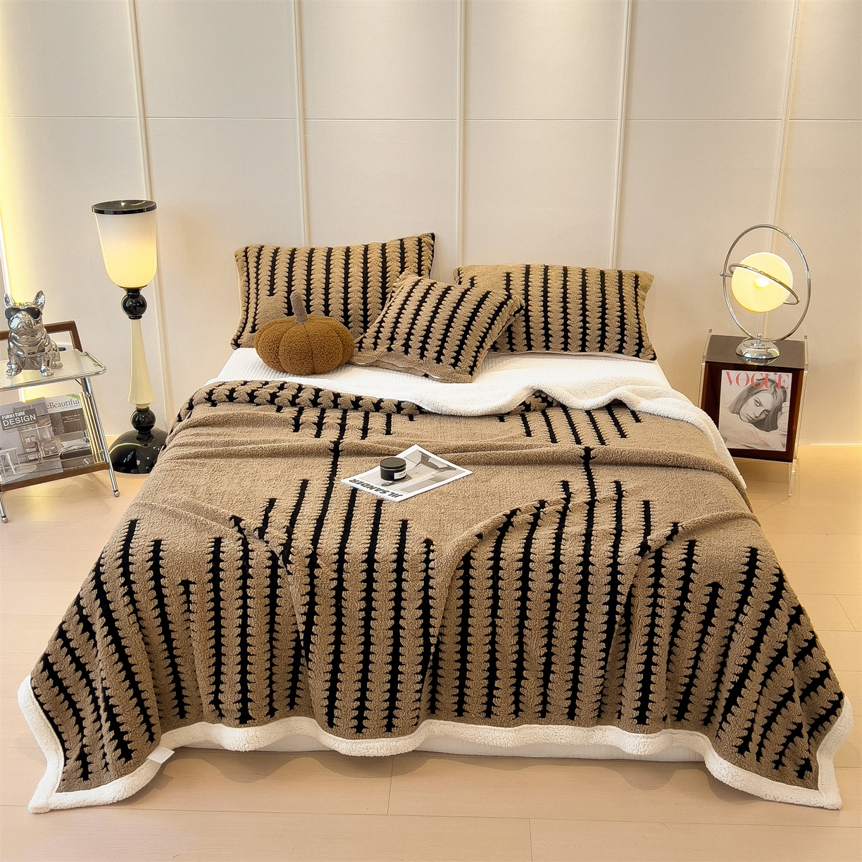 91家纺网 家纺一手货源 找家纺 亚龙工厂店 2025新款云杉绒加厚保暖多功能毛毯毯子 杉影毯 咖啡