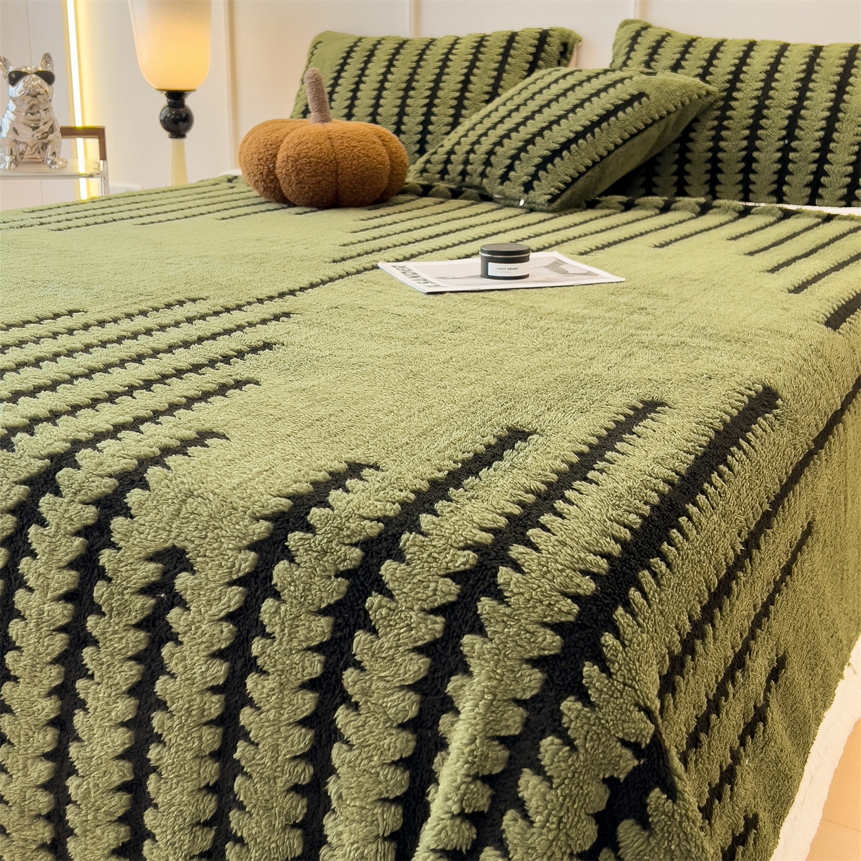 91家纺网 家纺一手货源 找家纺 亚龙工厂店 2025新款云杉绒加厚保暖多功能毛毯毯子 杉影毯 绿