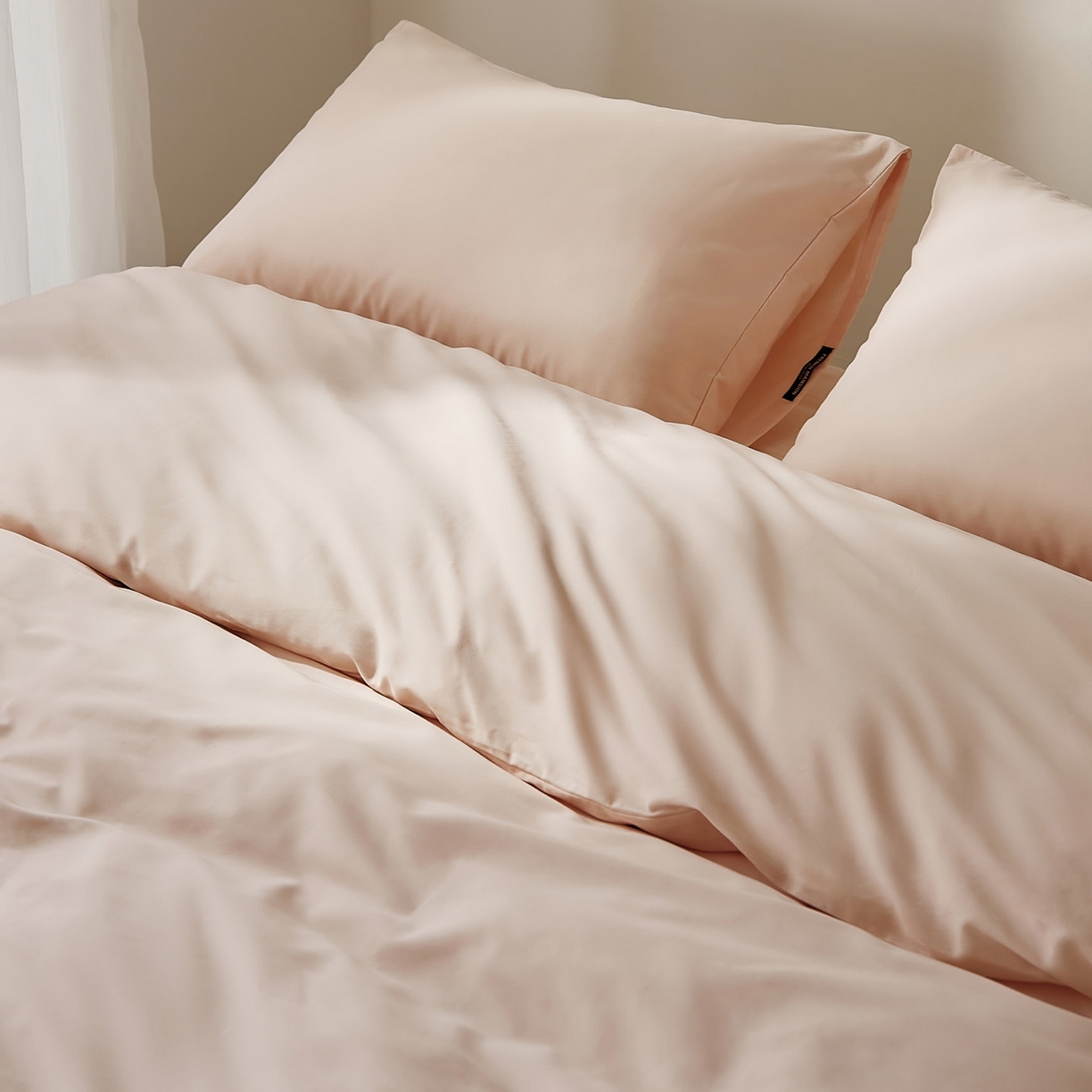 91家纺网 家纺一手货源 找家纺 EH家居 2025新款100S长绒棉小宽边磨毛四件套--云栖系列 肉桂粉