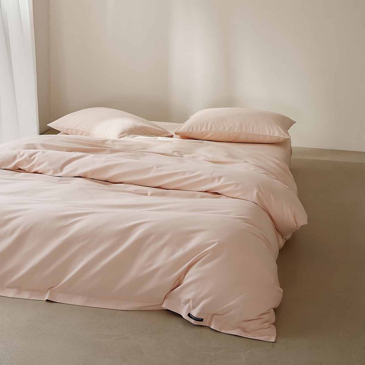 91家纺网 家纺一手货源 找家纺 EH家居 2025新款100S长绒棉小宽边磨毛四件套--云栖系列 肉桂粉