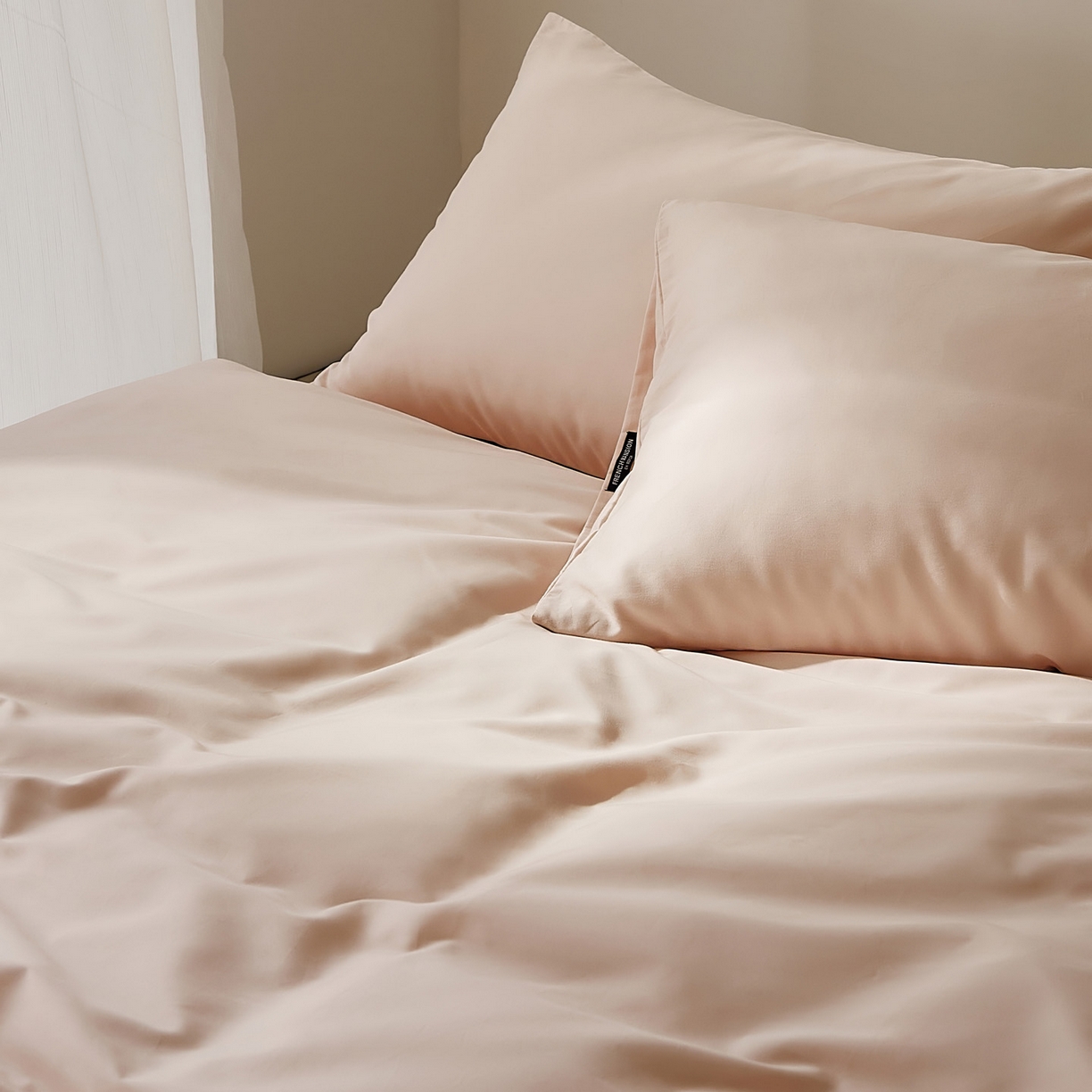 91家纺网 家纺一手货源 找家纺 EH家居 2025新款100S长绒棉小宽边磨毛四件套--云栖系列 肉桂粉