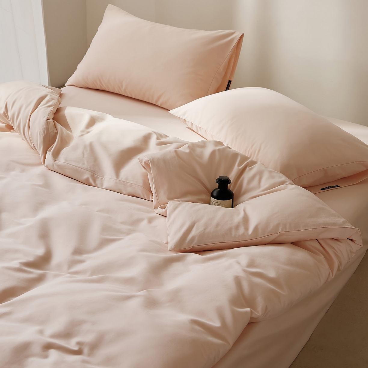 91家纺网 家纺一手货源 找家纺 EH家居 2025新款100S长绒棉小宽边磨毛四件套--云栖系列 肉桂粉