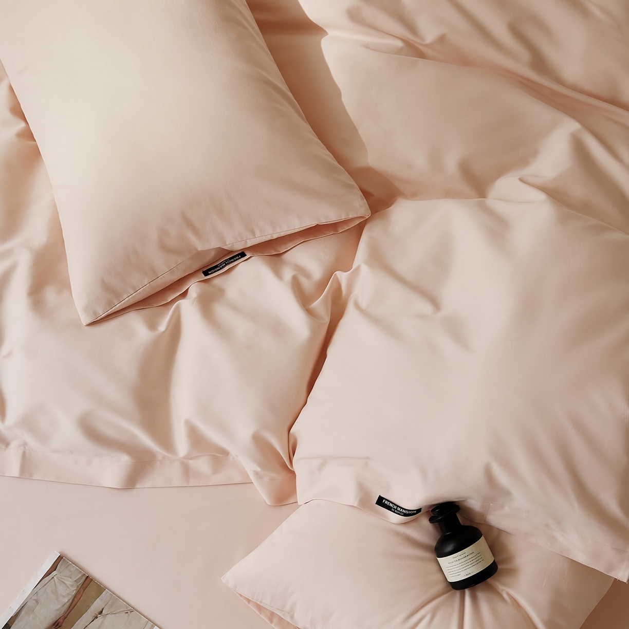 91家纺网 家纺一手货源 找家纺 EH家居 2025新款100S长绒棉小宽边磨毛四件套--云栖系列 肉桂粉