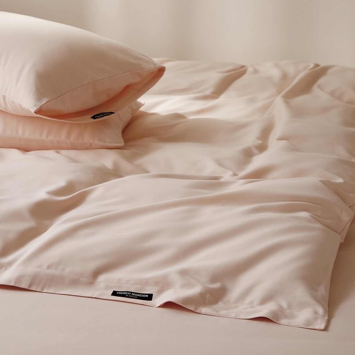 91家纺网 家纺一手货源 找家纺 EH家居 2025新款100S长绒棉小宽边磨毛四件套--云栖系列 肉桂粉