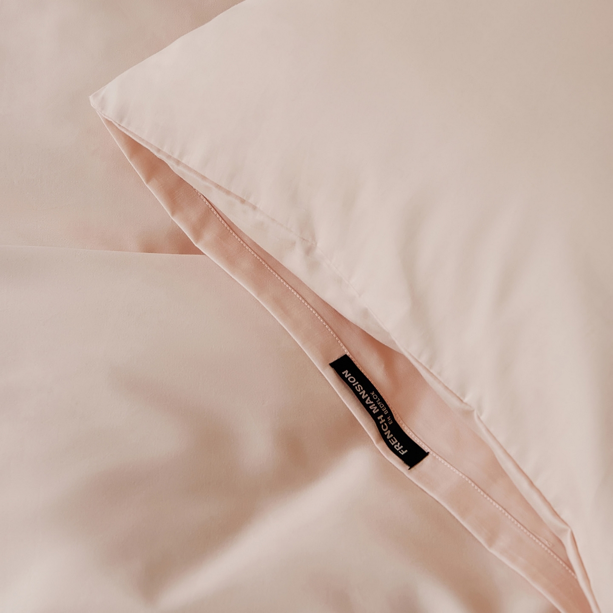 91家纺网 家纺一手货源 找家纺 EH家居 2025新款100S长绒棉小宽边磨毛四件套--云栖系列 肉桂粉