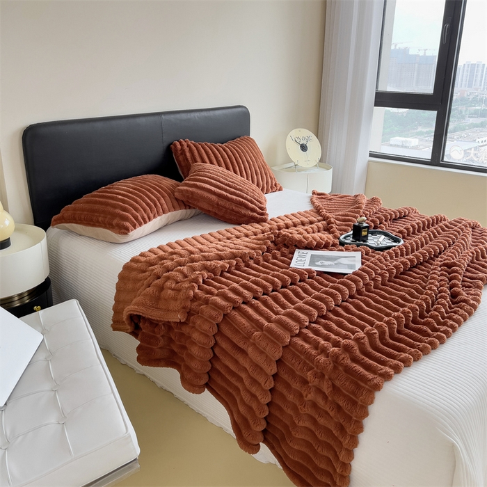 91家纺网 家纺一手货源 找家纺 亚龙工厂店 2025新款时尚活性抗静电兔绒毛毯毯子 兔毛焦糖