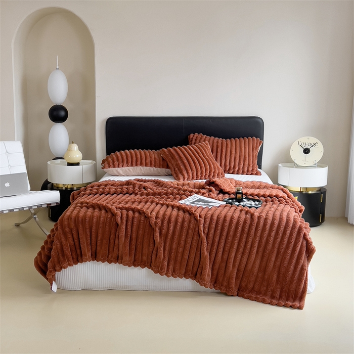 91家纺网 家纺一手货源 找家纺 亚龙工厂店 2025新款时尚活性抗静电兔绒毛毯毯子 兔毛焦糖