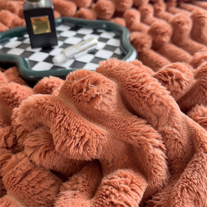 91家纺网 家纺一手货源 找家纺 亚龙工厂店 2025新款时尚活性抗静电兔绒毛毯毯子 兔毛焦糖