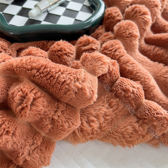 91家纺网 家纺一手货源 找家纺 亚龙工厂店 2025新款时尚活性抗静电兔绒毛毯毯子 兔毛焦糖