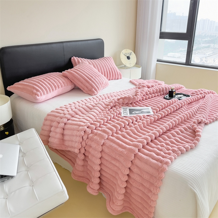 91家纺网 家纺一手货源 找家纺 亚龙工厂店 2025新款时尚活性抗静电兔绒毛毯毯子 兔毛粉