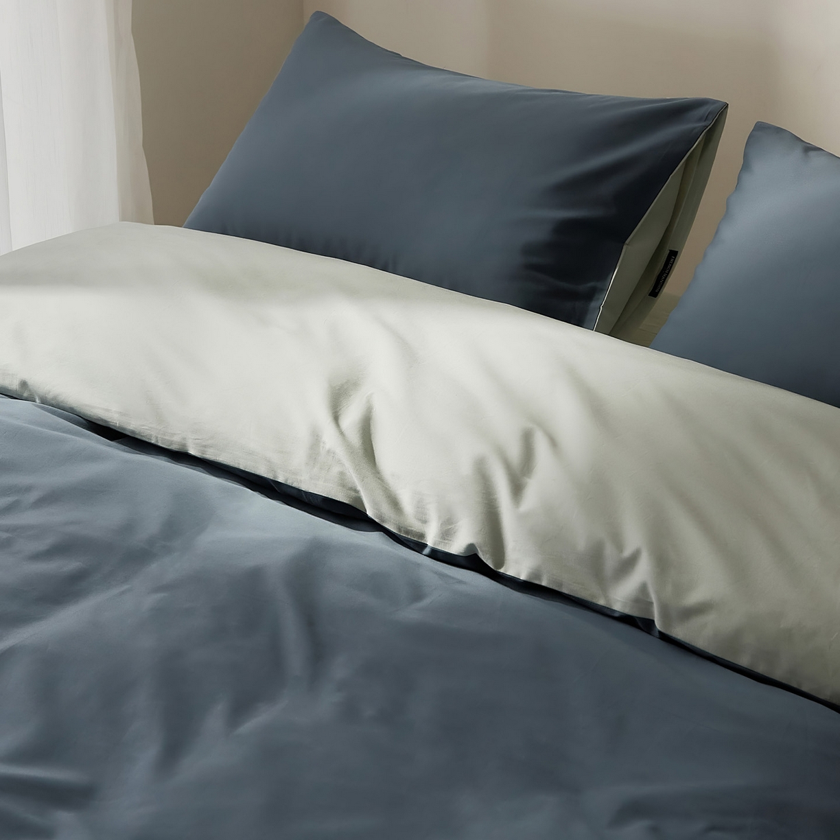 91家纺网 家纺一手货源 找家纺 EH家居 2025新款100S长绒棉小宽边磨毛四件套--云栖系列 深海晴空