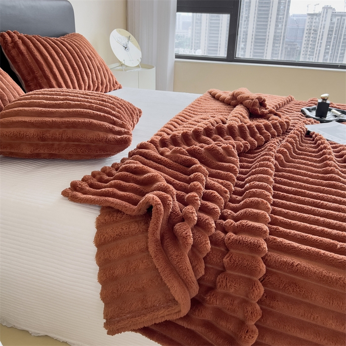 91家纺网 家纺一手货源 找家纺 亚龙工厂店 2025新款时尚活性抗静电兔绒毛毯毯子 兔毛焦糖