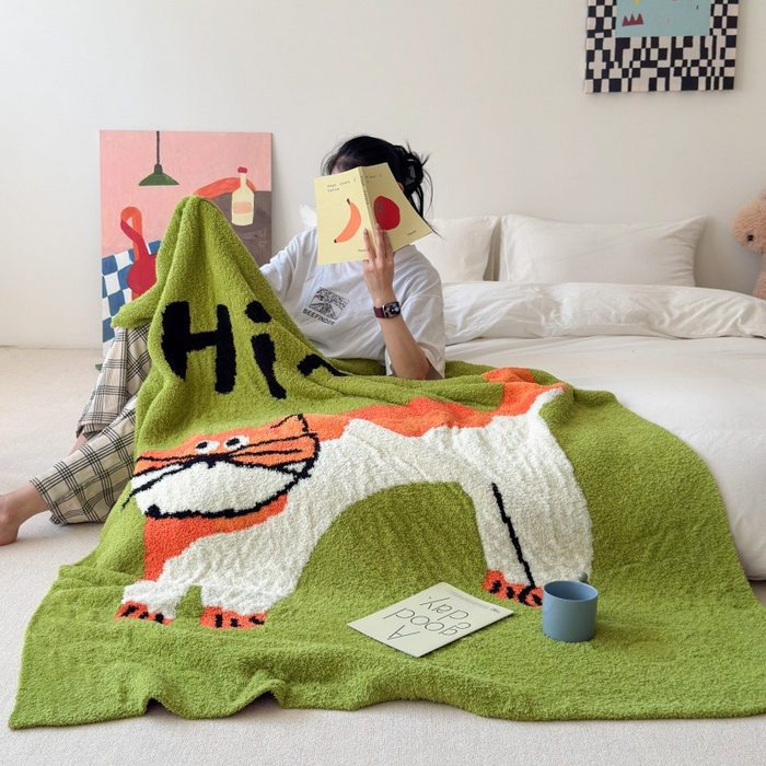 91家纺网 家纺一手货源 找家纺 （总）良品汇馆 2025新款【简约卡通毛毯】加厚小狗毛毯半边绒沙发毯办公室客厅空调毯