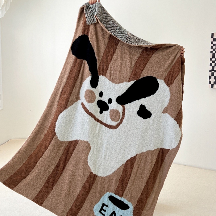 91家纺网 家纺一手货源 找家纺 良品汇馆 2025新款【简约卡通毛毯】加厚小狗毛毯半边绒沙发毯办公室客厅空调毯 线条狗