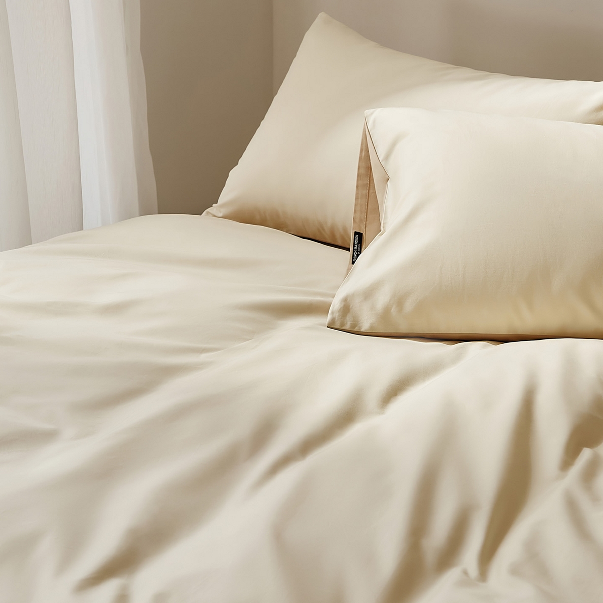 91家纺网 家纺一手货源 找家纺 EH家居 2025新款100S长绒棉小宽边磨毛四件套--云栖系列 奶白+落日咖