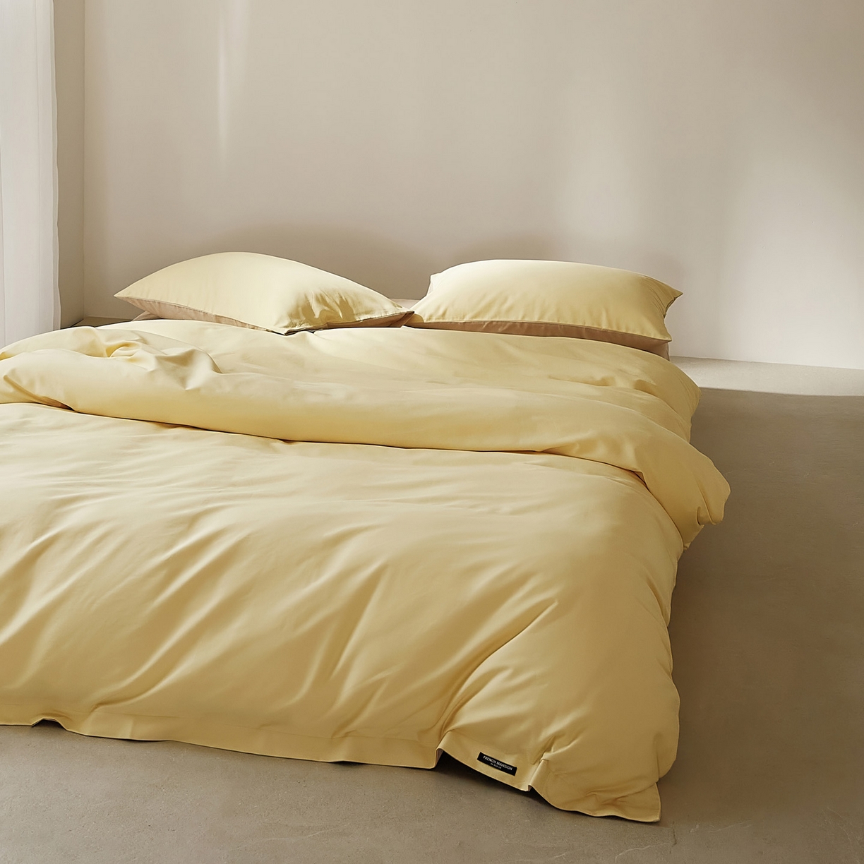 91家纺网 家纺一手货源 找家纺 EH家居 2025新款100S长绒棉小宽边磨毛四件套--云栖系列 雏菊奶咖