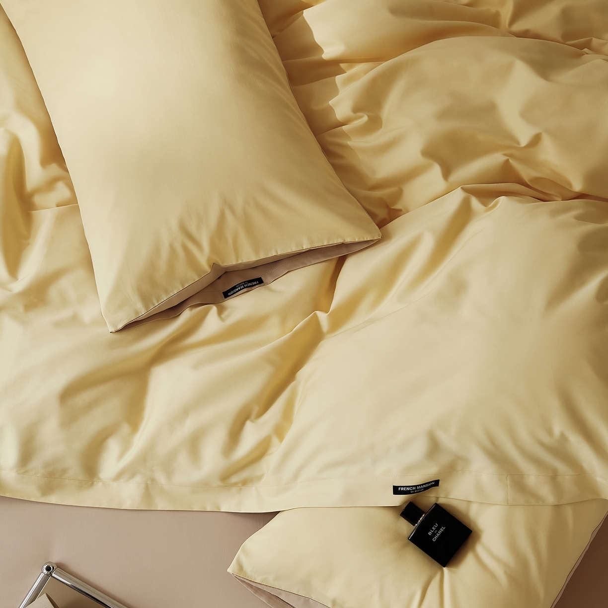 91家纺网 家纺一手货源 找家纺 EH家居 2025新款100S长绒棉小宽边磨毛四件套--云栖系列 雏菊奶咖