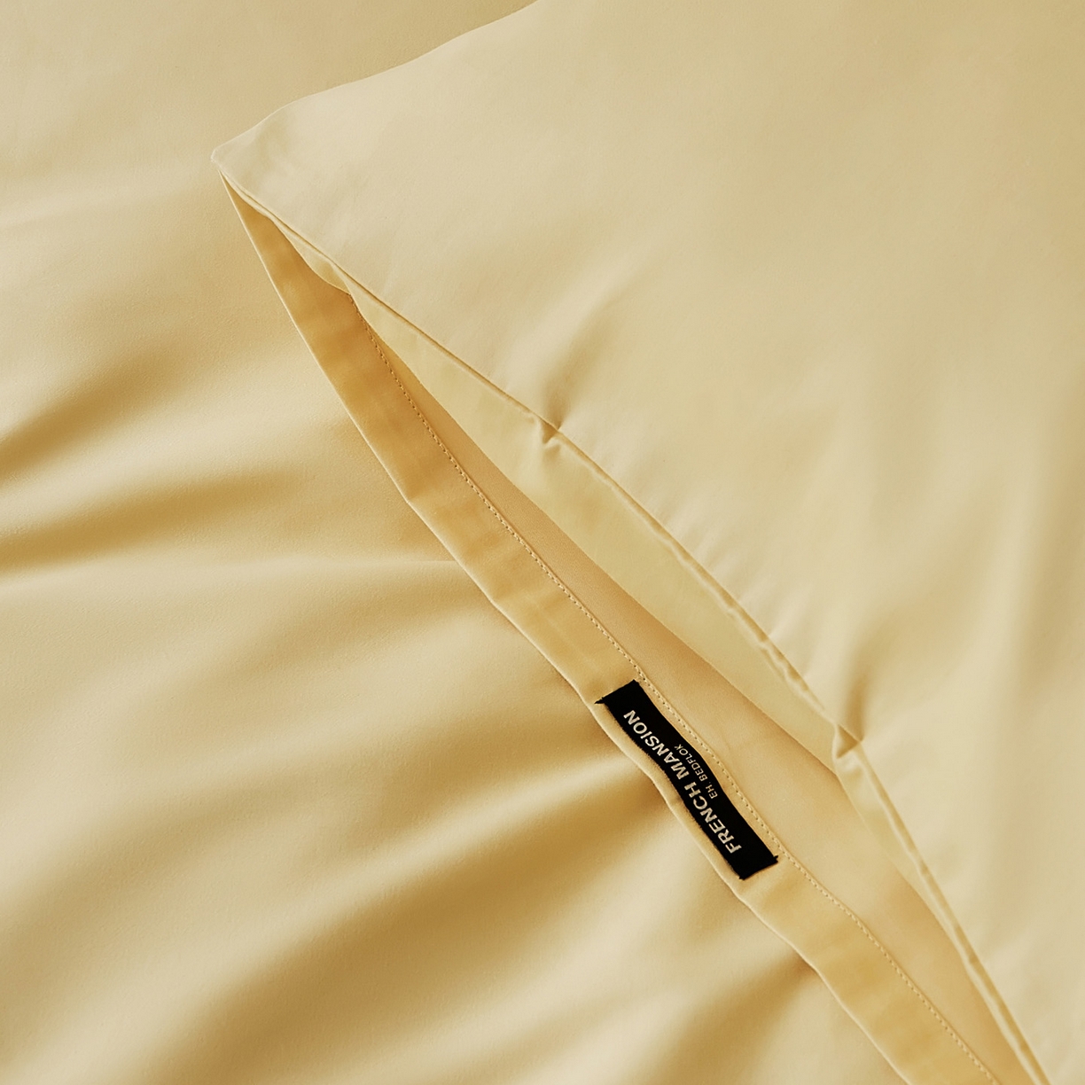 91家纺网 家纺一手货源 找家纺 EH家居 2025新款100S长绒棉小宽边磨毛四件套--云栖系列 雏菊黄