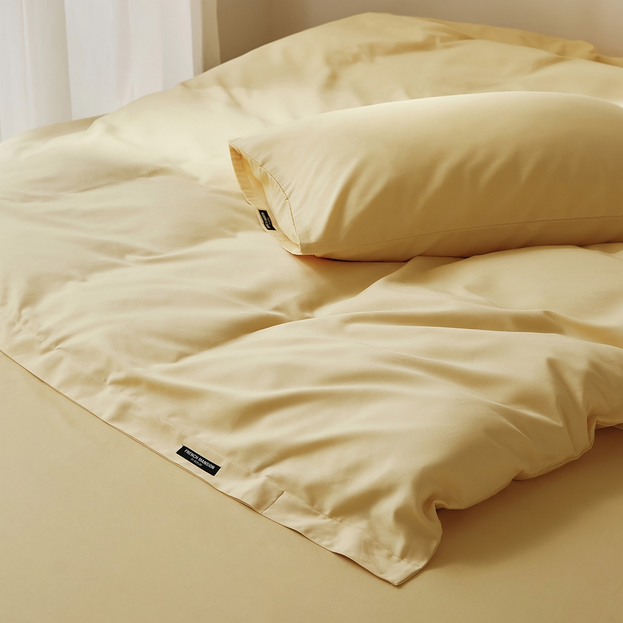 91家纺网 家纺一手货源 找家纺 EH家居 2025新款100S长绒棉小宽边磨毛四件套--云栖系列 雏菊黄