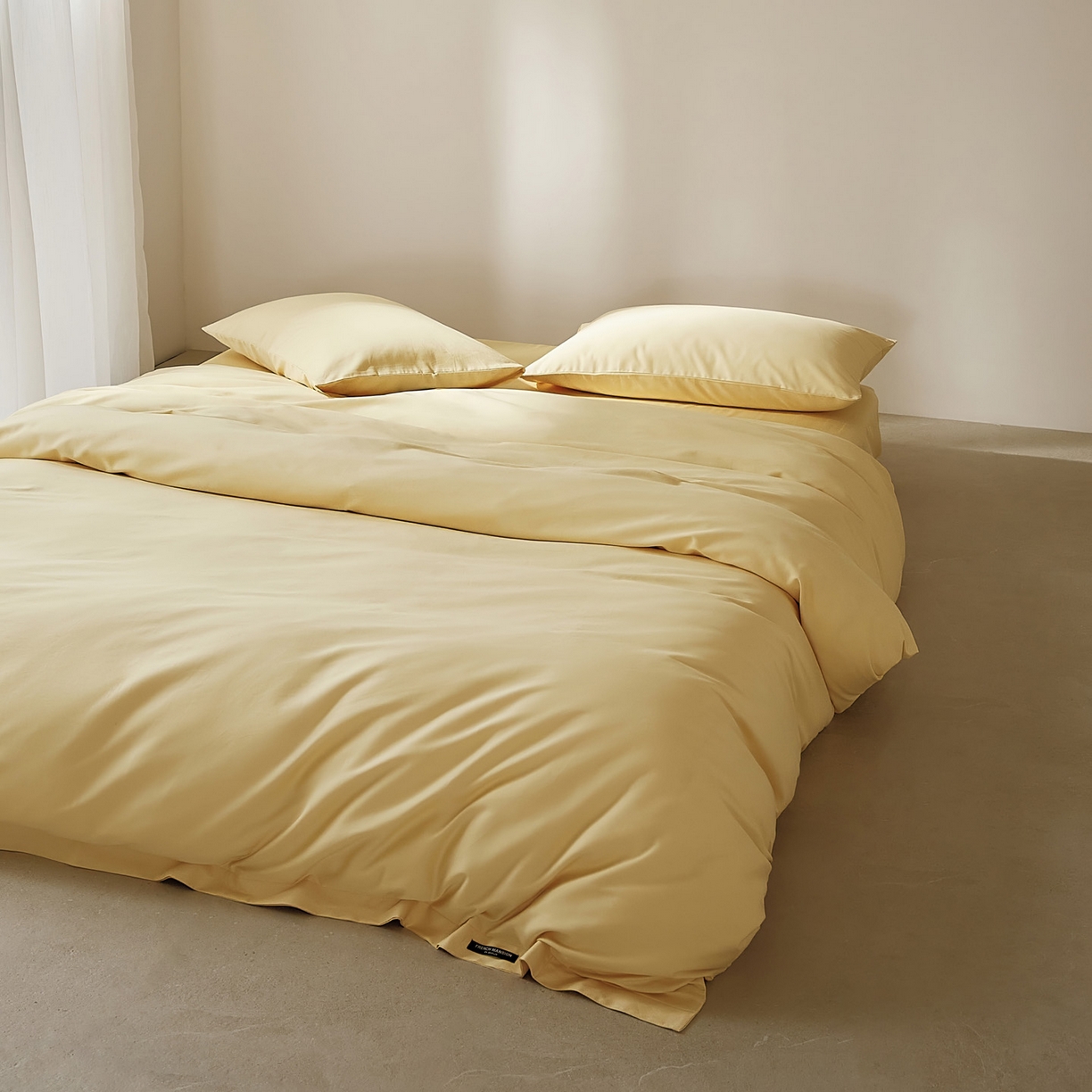 91家纺网 家纺一手货源 找家纺 EH家居 2025新款100S长绒棉小宽边磨毛四件套--云栖系列 雏菊黄