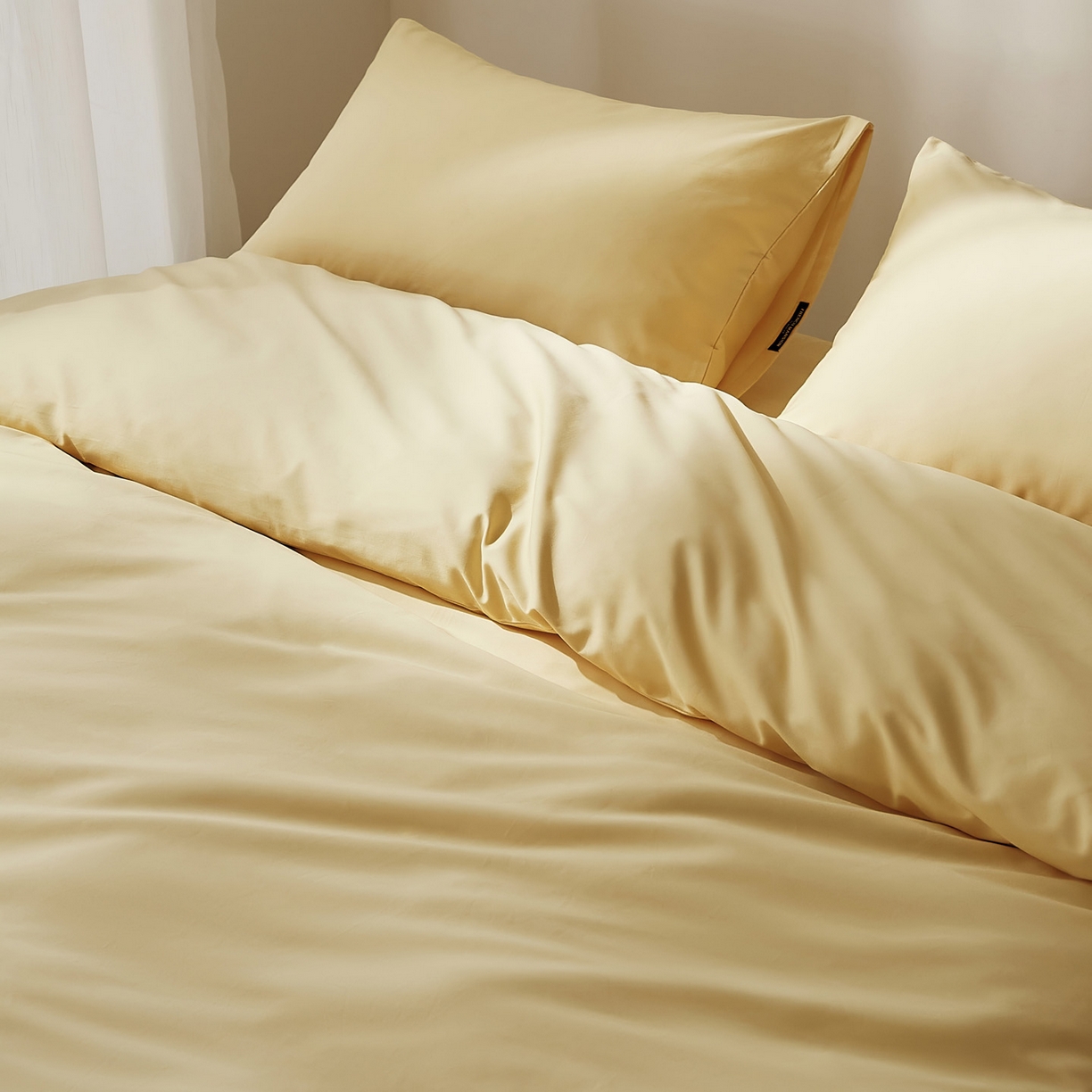 91家纺网 家纺一手货源 找家纺 EH家居 2025新款100S长绒棉小宽边磨毛四件套--云栖系列 雏菊黄