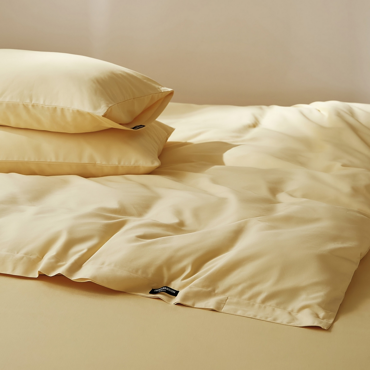 91家纺网 家纺一手货源 找家纺 EH家居 2025新款100S长绒棉小宽边磨毛四件套--云栖系列 雏菊黄