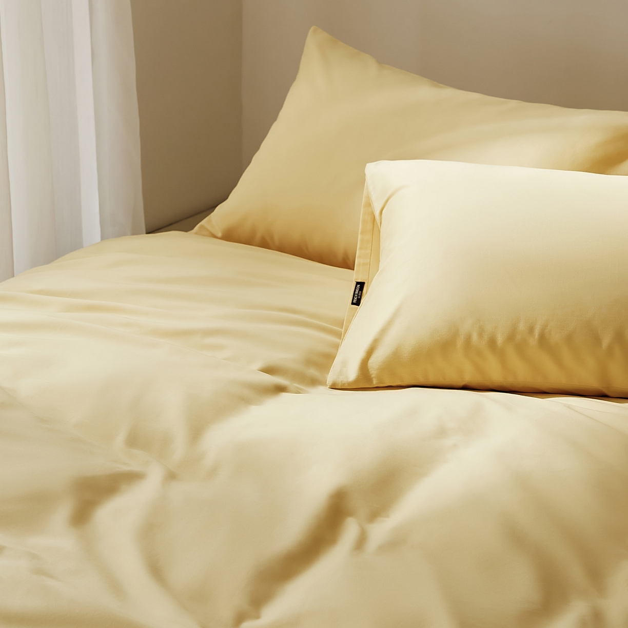 91家纺网 家纺一手货源 找家纺 EH家居 2025新款100S长绒棉小宽边磨毛四件套--云栖系列 雏菊黄