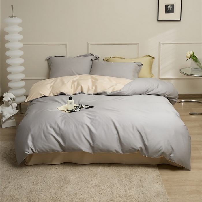 新款100S长绒棉双拼四件套 暮云灰