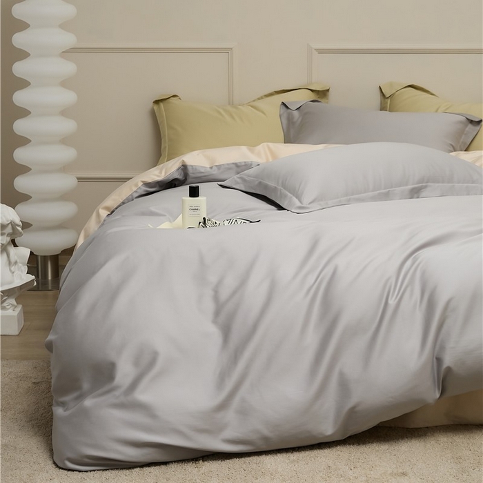 91家纺网 家纺一手货源 找家纺 新款100S长绒棉双拼四件套 暮云灰