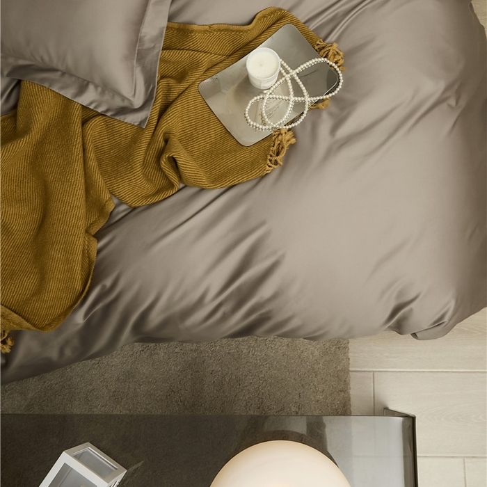 91家纺网 家纺一手货源 找家纺 新款100S长绒棉双拼四件套 深岩灰-卡其