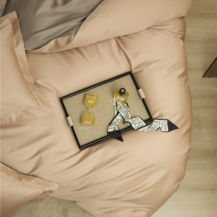 91家纺网 家纺一手货源 找家纺 新款100S长绒棉双拼四件套 雾金-灰