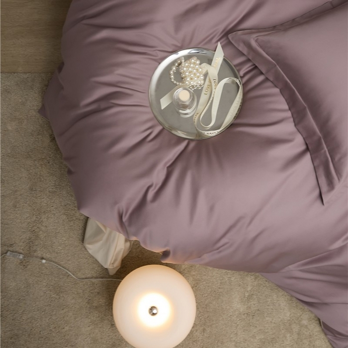 91家纺网 家纺一手货源 找家纺 新款100S长绒棉双拼四件套 雪松紫