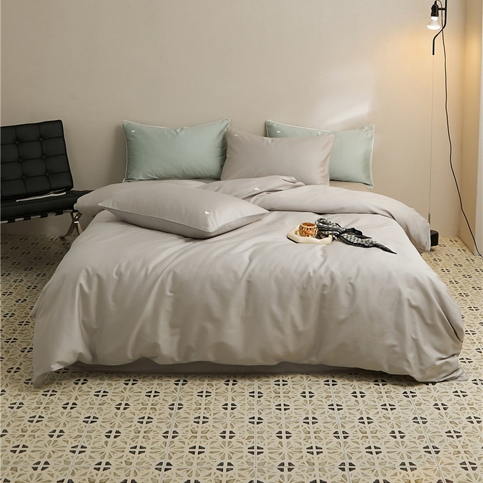 91家纺网 家纺一手货源 找家纺 新款100S长绒棉四件套-云享系列 薄雾灰