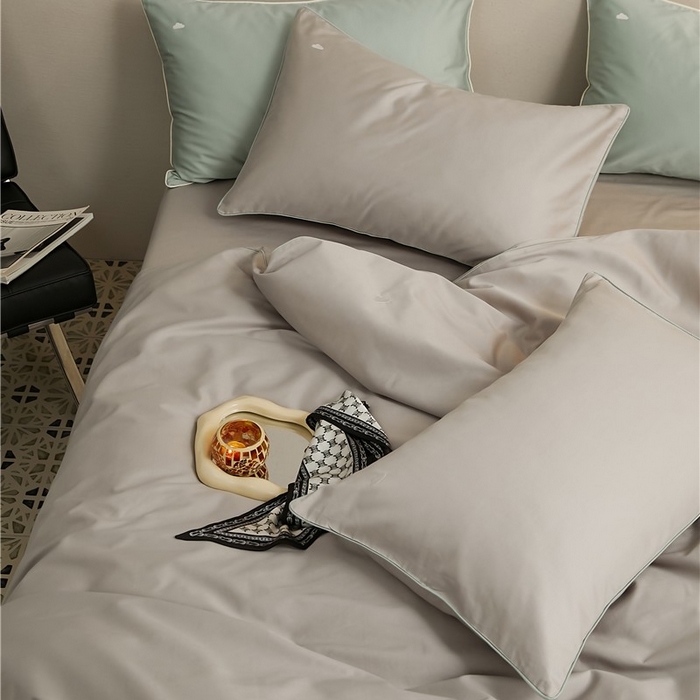 91家纺网 家纺一手货源 找家纺 新款100S长绒棉四件套-云享系列 薄雾灰