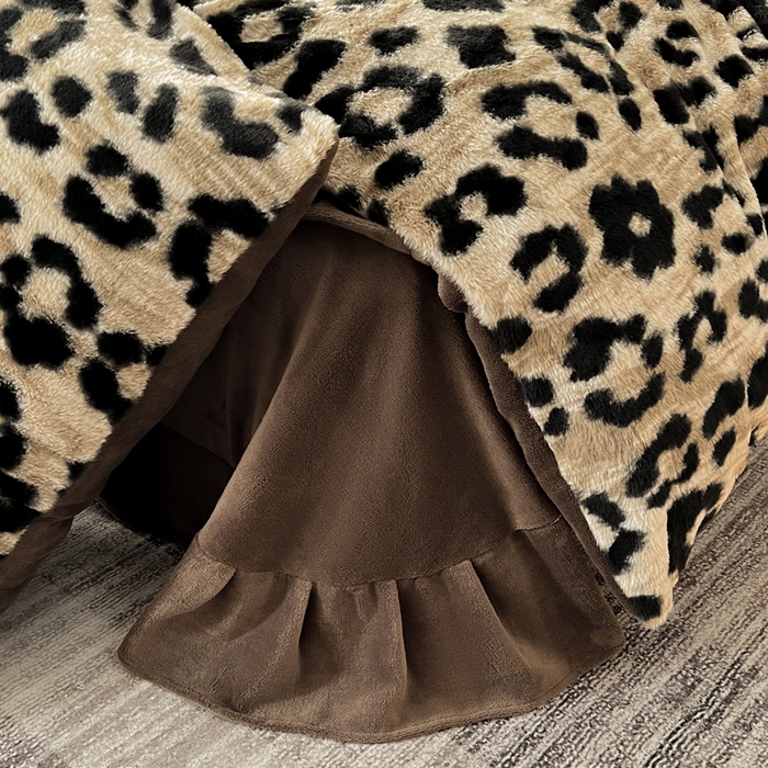 91家纺网 家纺一手货源 找家纺 米可 2025新款美拉德高克重兔毛绒牛奶绒四件套 法式豹纹