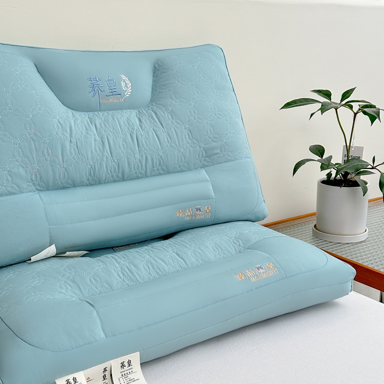 91家纺网 家纺一手货源 找家纺 十仟家纺 2025新款亲肤荞皇枕头枕芯 绿色