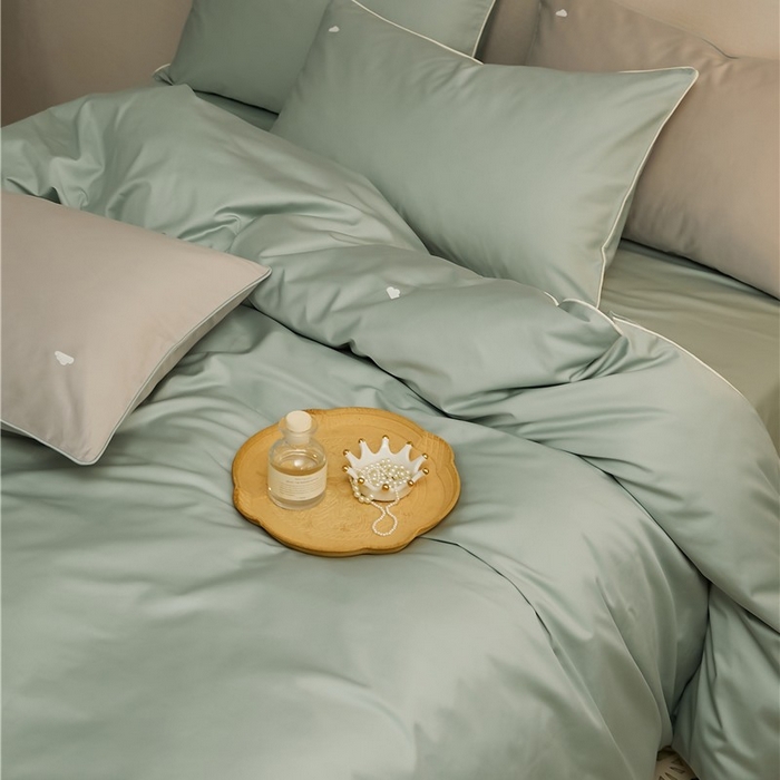 91家纺网 家纺一手货源 找家纺 新款100S长绒棉四件套-云享系列 岩竹青