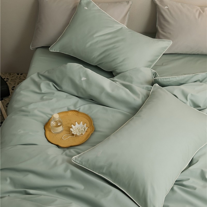 91家纺网 家纺一手货源 找家纺 新款100S长绒棉四件套-云享系列 岩竹青